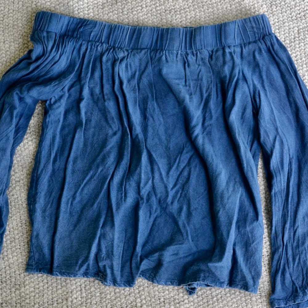 Denim Style Off-The-Shoulder Crop Top